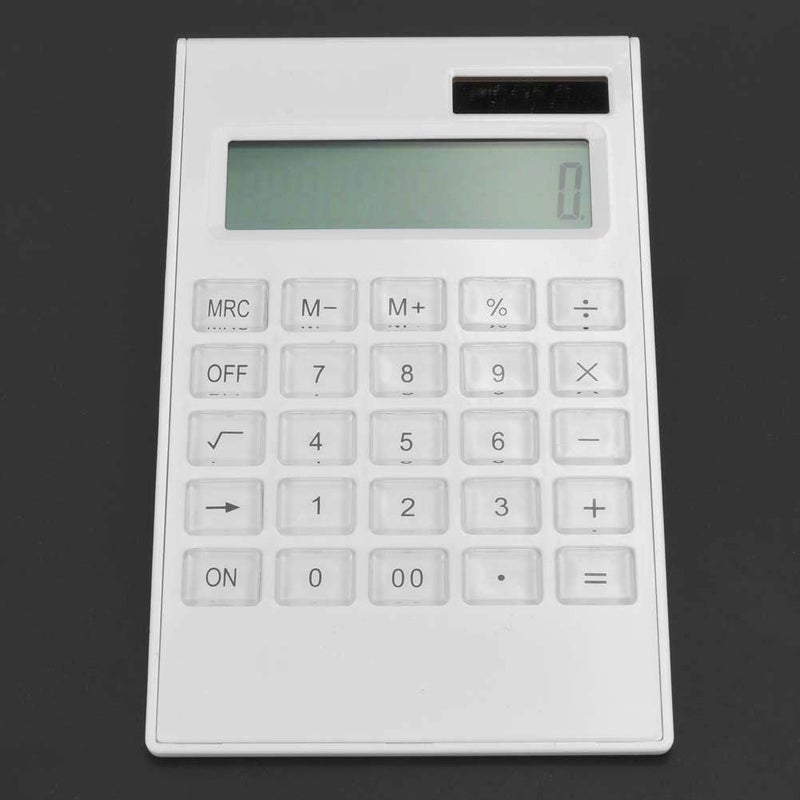 Slim Calculator, 12-Digit Electronic Calculator Lightweight Design Solar and Battery Powered White for Office and Student Use - Image 5