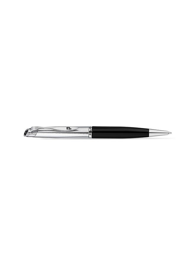 Police Lucida Silver Black Stainless Steel Medium Drill Point & Firm Grip Type Blue Ink Pen - PERGB2200201 - Image 2