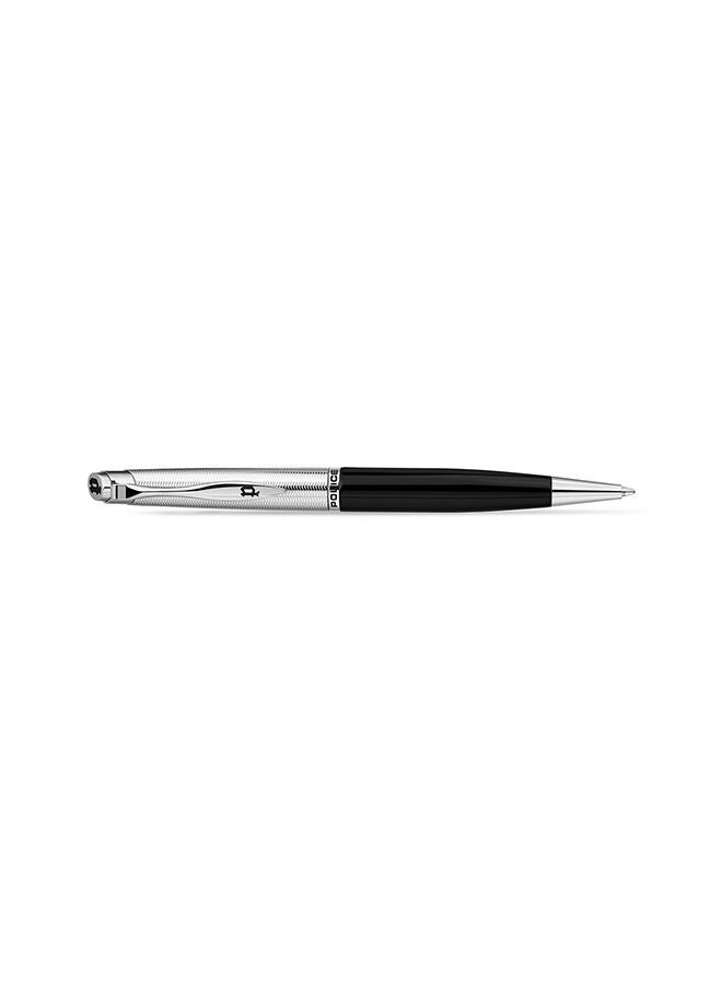 Police Lucida Silver Black Stainless Steel Medium Drill Point & Firm Grip Type Blue Ink Pen - PERGB2200201 - Image 1