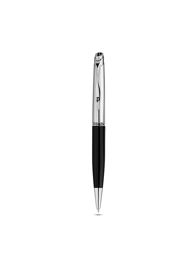 Police Lucida Silver Black Stainless Steel Medium Drill Point & Firm Grip Type Blue Ink Pen - PERGB2200201 - Image 3