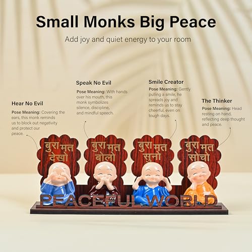 ZAICUS Monk Showpiece Set for Home Decor & Gifting – Baby Monk Figurine for Tabletop, Living Room, Office, Meditation Room Decoration, Birthday Gift - Image 5