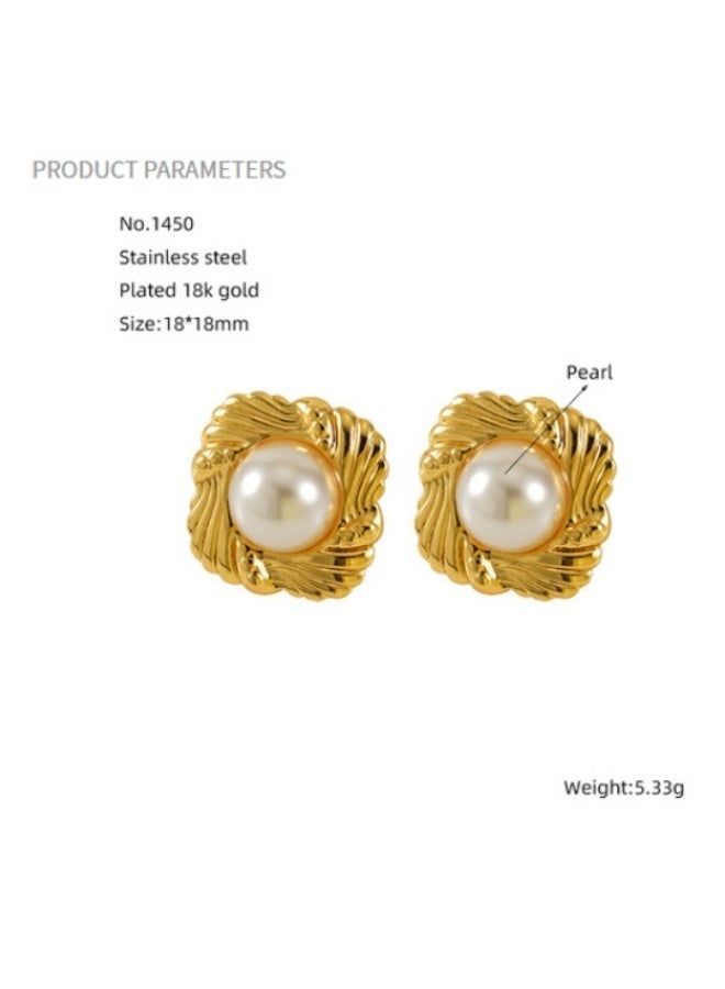 لاتين قرط نسائي مطلي بالذهب عيار 18 قيراطًا من الفولاذ المقاوم للصدأ للنساء والفتيات - Image 3