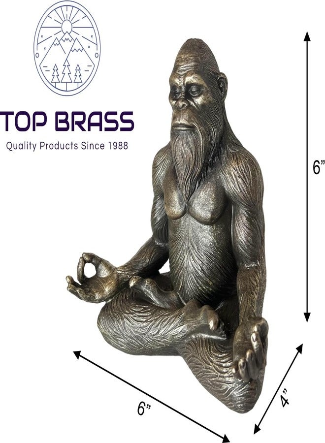 Top Brass 6” Bigfoot Yoga Statue Sasquatch Lotus Pose Meditation Figurine - Yeti Spiritual Inner Peace Zen Decorative Accent for Spa, Home or Office - Image 2