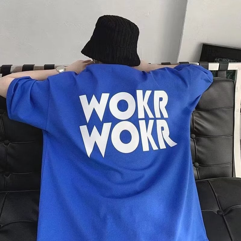 Summer Pure Cotton Klein Blue Short-Sleeved T-Shirt Men'S Ins Trendy Letter Undershirt Oversize Couple'S Half-Sleeved T-Shirt - Image 3