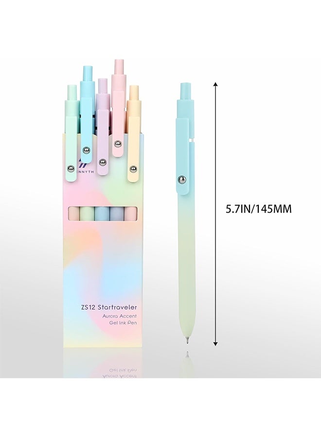 Zennyth 5 Pcs Aurora Accent Gel Ink Pens, Quick Dry Ink Pens Retractable Ink Pens 0.5mm, Fine Point Smooth Writing Pens, Office School Supplies - Image 2
