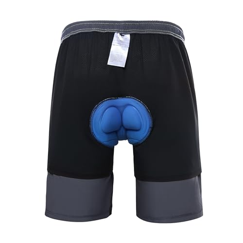 EZRUN Men's 3D Padded Mountain Bike Shorts Lightweight MTB Cycling Shorts (Grey,XL) - Image 2