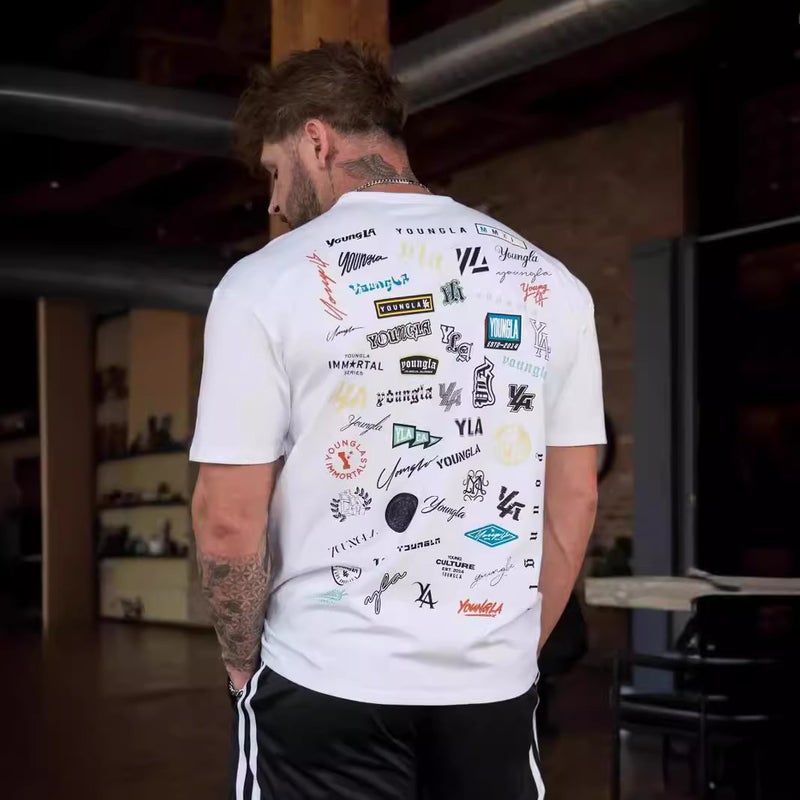 YOUNG LA Printed Back Summer Tee Loose Fit Cotton White - Image 4