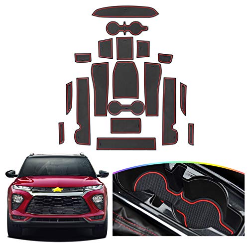 SKTU for 2021-2024 2025 2026 Chevy Trailblazer Door Slot Mat 2024 2025 2026 Chevy Trailblazer Accessories Non-Slip Interior Door Groove Gate Pad Fit Door Compartment Cup Center Console Liners (Red) - Image 1
