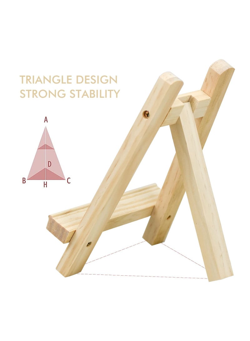 Captaintech 2 Pcs Wooden Mini Easel Stand Small Triangle Tabletop Display Stand Artist Painting Holder A Frame Easel for Displaying Wedding Business Card Children Drawing Photos Numbering Calendar - Image 4