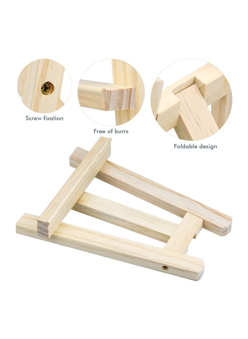 Captaintech 2 Pcs Wooden Mini Easel Stand Small Triangle Tabletop Display Stand Artist Painting Holder A Frame Easel for Displaying Wedding Business Card Children Drawing Photos Numbering Calendar - Image 5