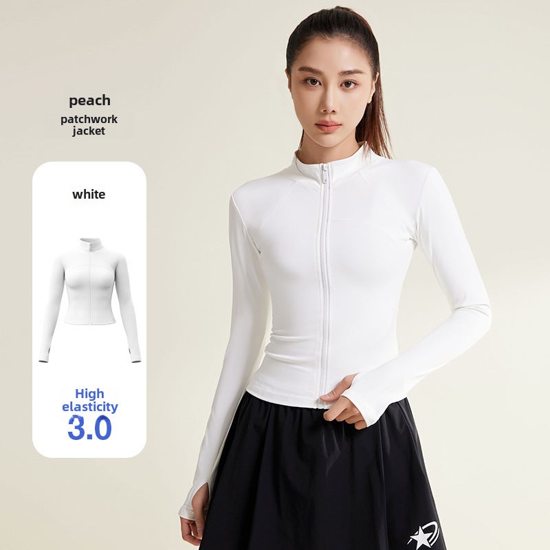 Generic Slim Breathable Yoga Jacket UV Protection White 