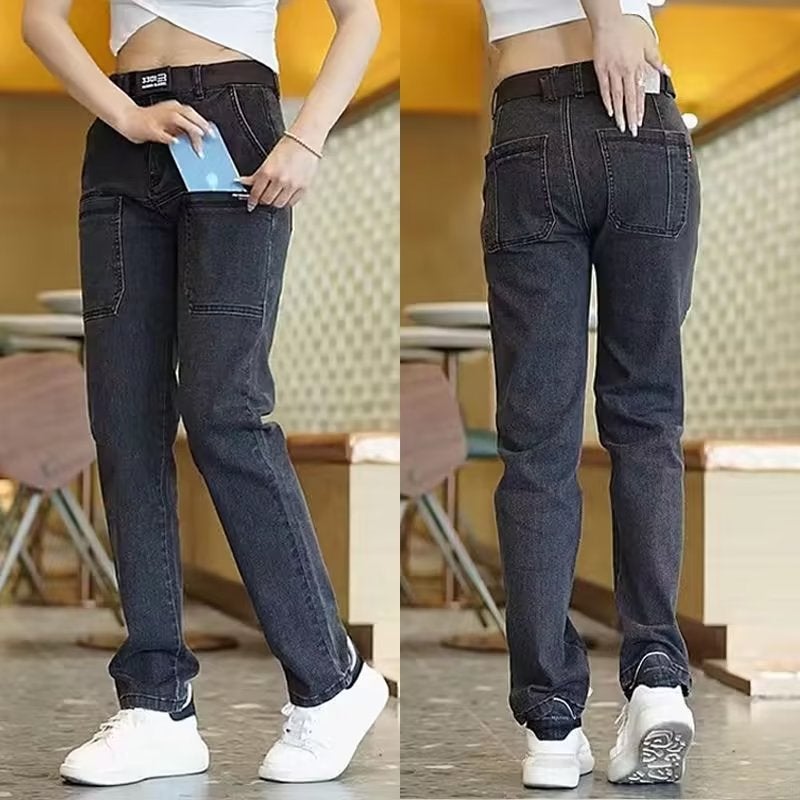 Fuiv New Slim High Elasticity Small Leg Pants Casual Thin Korean Style Men'S And Women'S Jeans Trousers - Image 1