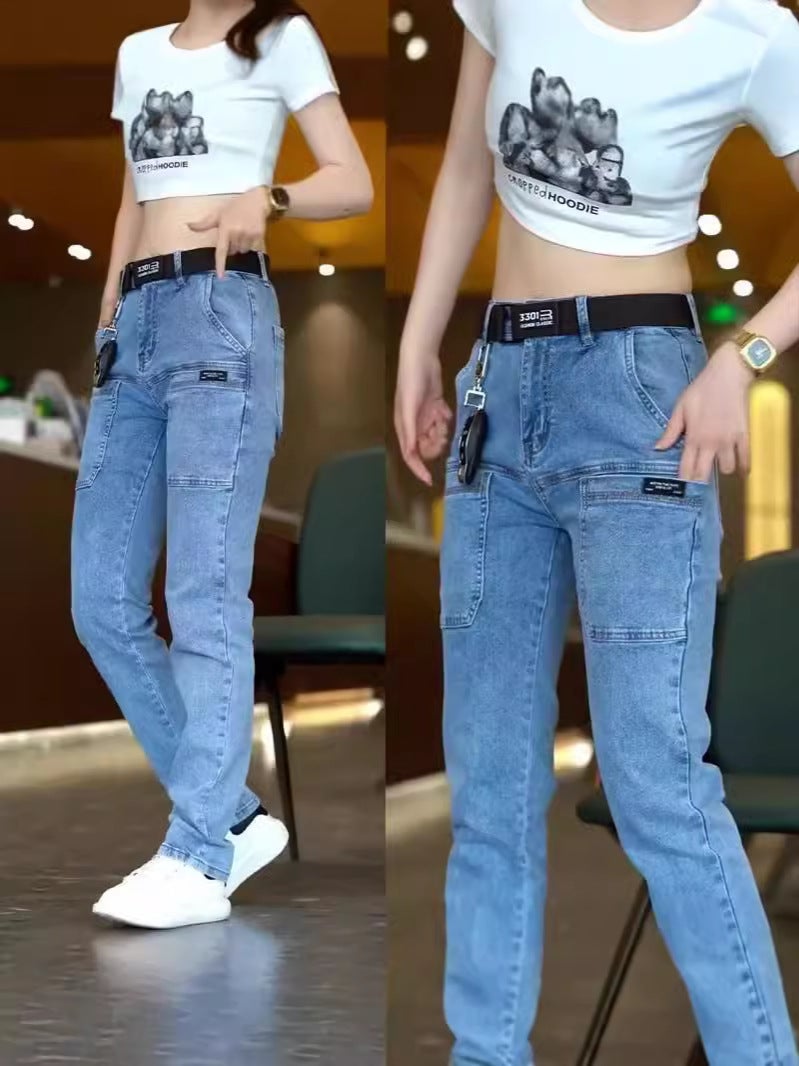 Fuiv New Slim High Elasticity Small Leg Pants Casual Thin Korean Style Men'S And Women'S Jeans Trousers - Image 3