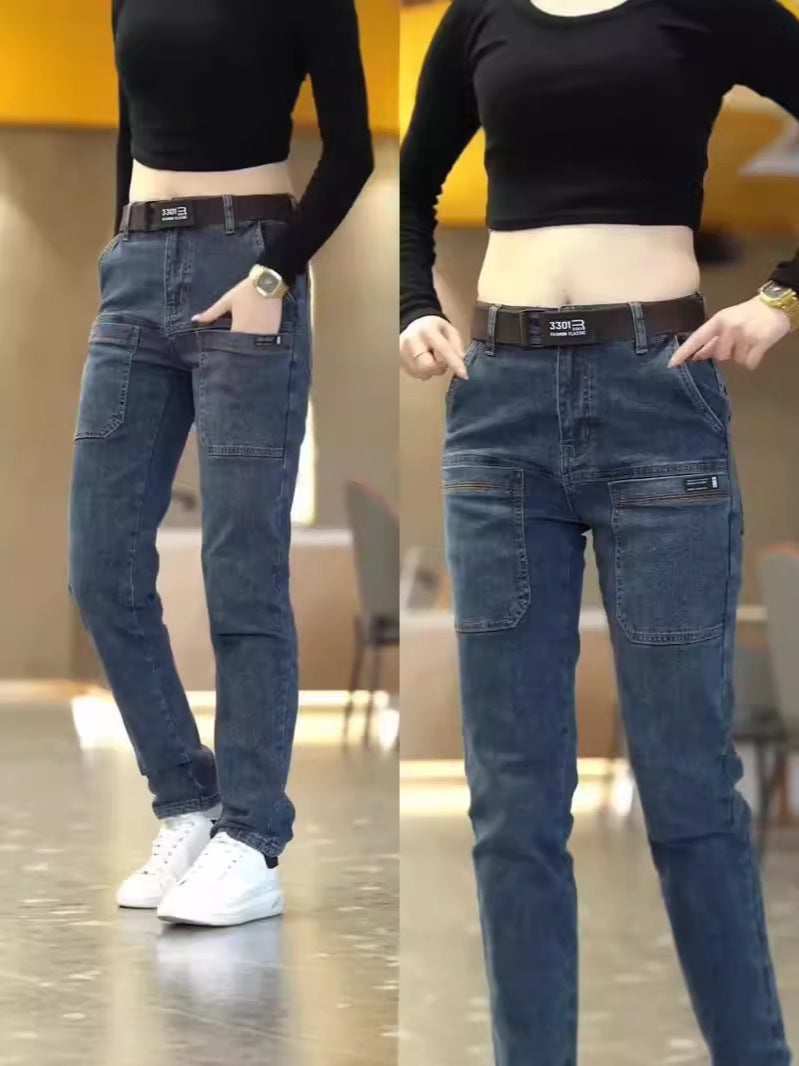 Fuiv New Slim High Elasticity Small Leg Pants Casual Thin Korean Style Men'S And Women'S Jeans Trousers - Image 4