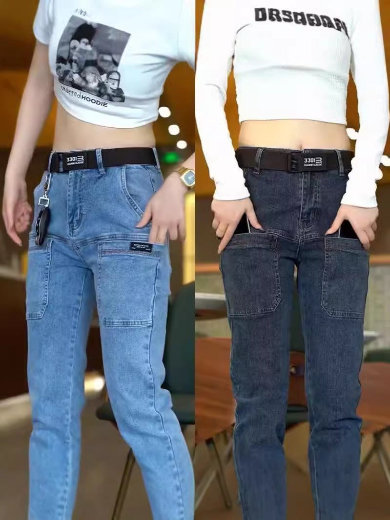 Fuiv New Slim High Elasticity Small Leg Pants Casual Thin Korean Style Men'S And Women'S Jeans Trousers - Image 2