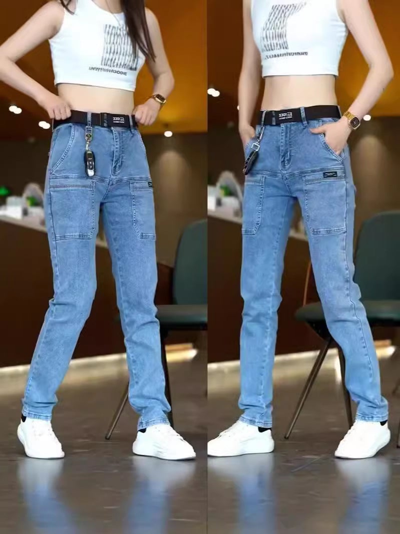 Fuiv New Slim High Elasticity Small Leg Pants Casual Thin Korean Style Men'S And Women'S Jeans Trousers - Image 5
