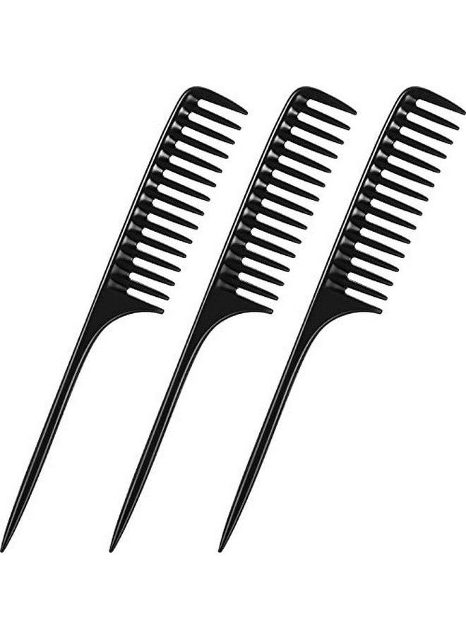 Leinuosen 3 Pack Wide Tooth Tail Combs Black Carbon Comb Fiber Teasing Salon Back Combs Styling Comb Anti Static Heat Resistant Hair Comb Suitable For All Kinds Of Hair.  - Image 2