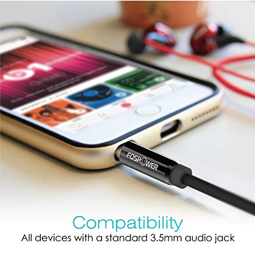 FosPower Audio Cable (1 FT), Stereo Audio 3.5mm Auxiliary Short Cord Male to Male Aux Cable for Car, Apple iPhone, iPod, iPad, Samsung Galaxy, HTC, LG, Google Pixel, Tablet & More - Image 3