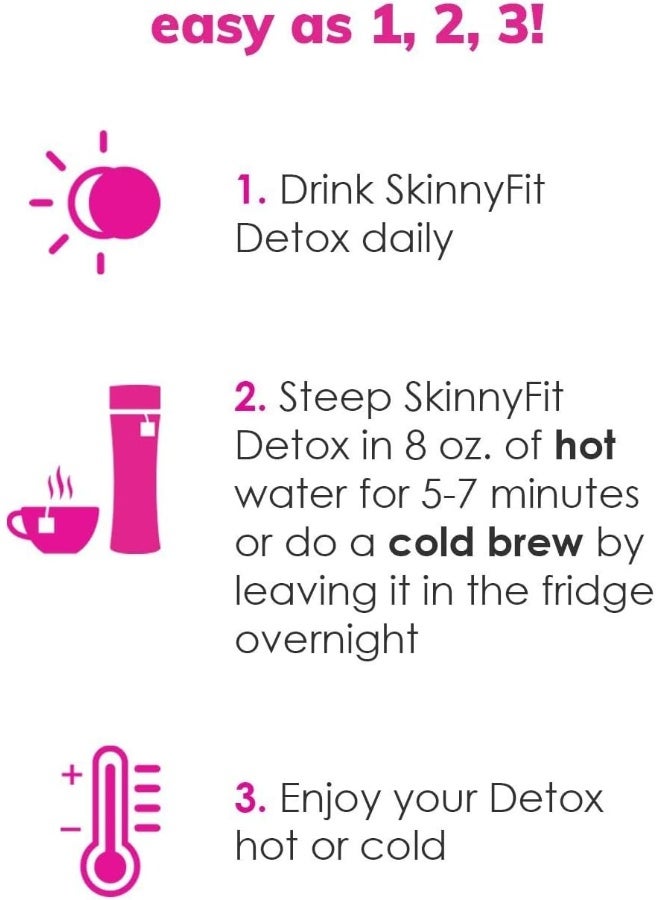 SkinnyFit شاي سكني فيت ديتوكس مع مجموعة زجاجة ديتوكس - Image 2