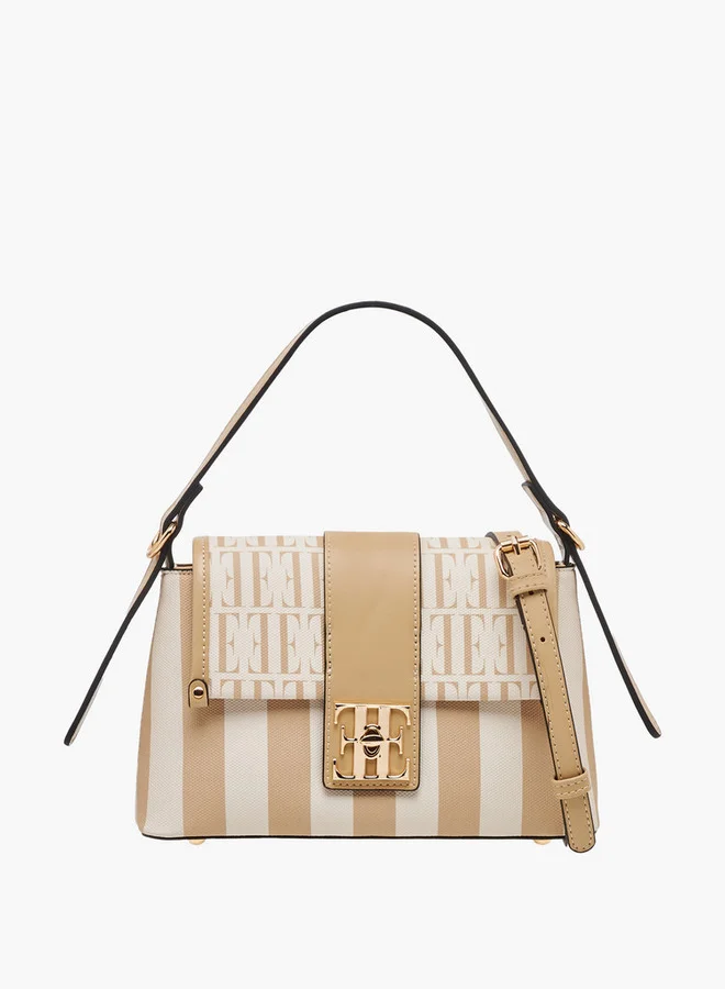ايل Monogram Print Satchel Bag with Adjustable Strap