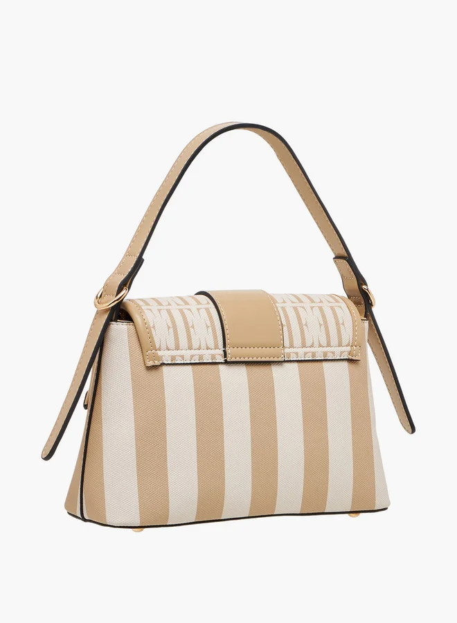 ELLE Monogram Print Satchel Bag with Adjustable Strap