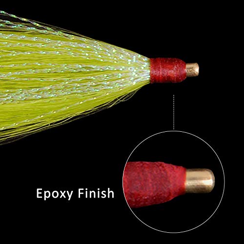 Shaddock Fishing Bucktail Teasers Fishing Teaser Lures 10pcs Saltwater Bucktail for Teasers, Plugs - Fishing Cod Buck Tail Slide Teaser Kit (Chartreuse) - Image 3