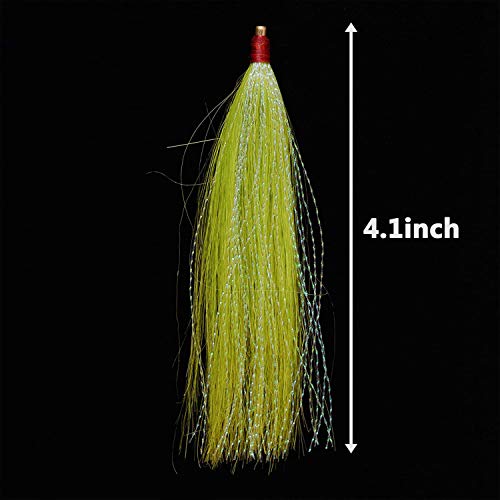 Shaddock Fishing Bucktail Teasers Fishing Teaser Lures 10pcs Saltwater Bucktail for Teasers, Plugs - Fishing Cod Buck Tail Slide Teaser Kit (Chartreuse) - Image 5