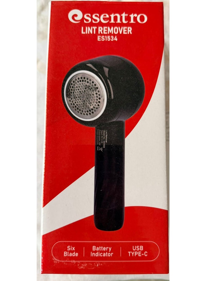 Essentro Lint Remover ES1534 | 6-Blade Fabric Shaver with Battery Indicator | USB Type-C Rechargeable | Multi-Gear Adjustment | Diamond Mesh Cover for Clothes, Sweaters & Furniture - Image 1