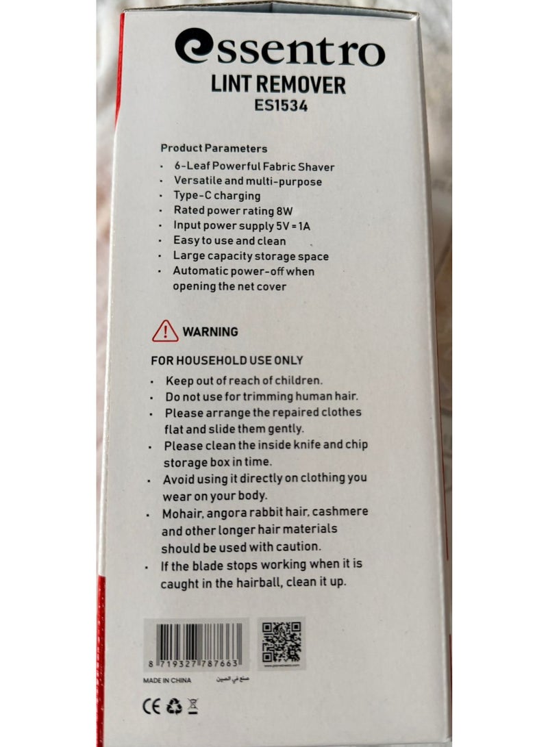 Essentro Lint Remover ES1534 | 6-Blade Fabric Shaver with Battery Indicator | USB Type-C Rechargeable | Multi-Gear Adjustment | Diamond Mesh Cover for Clothes, Sweaters & Furniture - Image 3