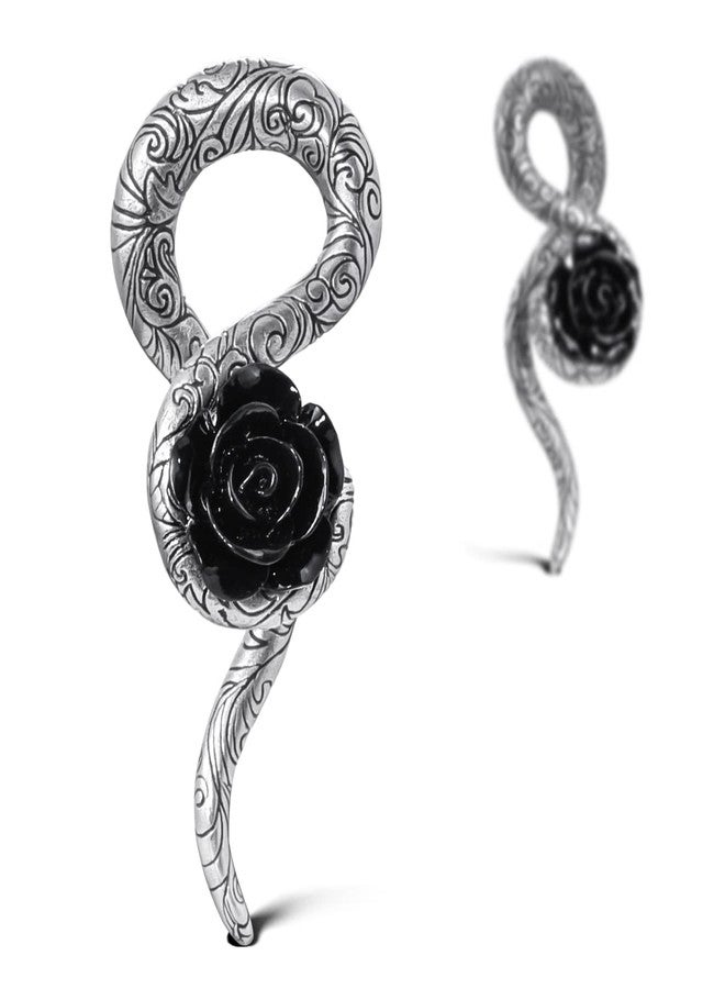 ERKUOO 2PCS Serpentine Rose Dangle Ear Weights for Stretched Ear Hangers Ears Gauges Plugs Body Jewelry Piercing Tunnles 2g(6mm) - Image 1