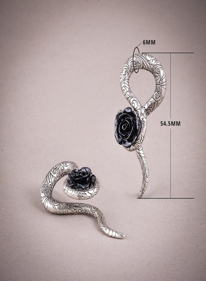 ERKUOO 2PCS Serpentine Rose Dangle Ear Weights for Stretched Ear Hangers Ears Gauges Plugs Body Jewelry Piercing Tunnles 2g(6mm) - Image 4