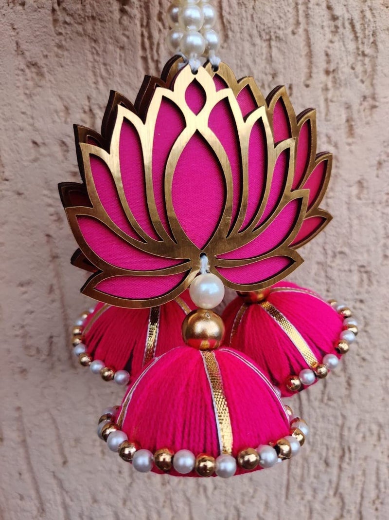 Lookool Lookool Wall Decor Lotus for Home Decor Diwali Navratri Puja Mandir Wedding Decoration Items Hanging for Ganesh Festival Pink Lotus Flower Hangings Pack of 8 Pcs  - Image 3