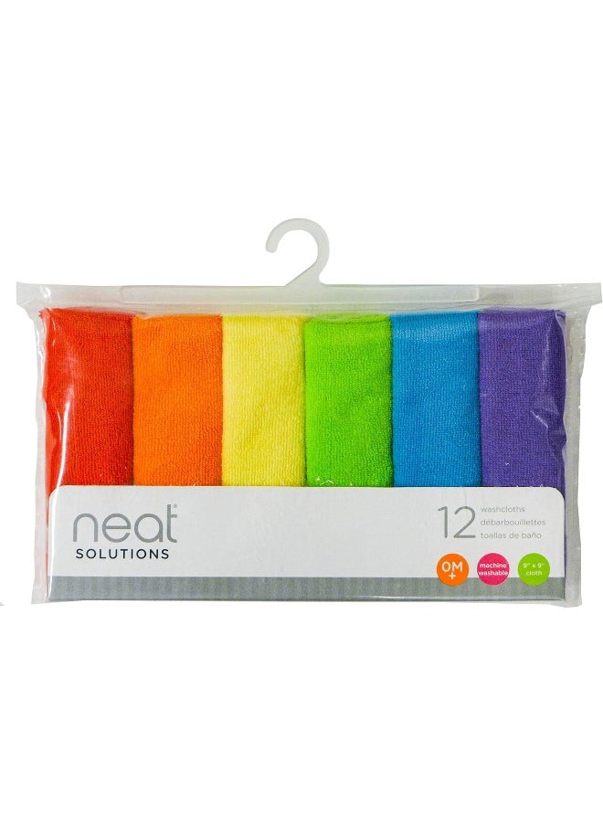 Neat Solutions Solid Knit Terry Washcloth Set, Multi-color, 12-Count