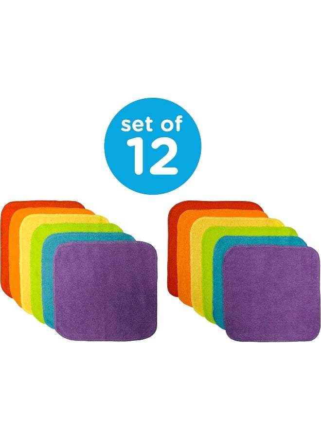 Neat Solutions Solid Knit Terry Washcloth Set, Multi-color, 12-Count