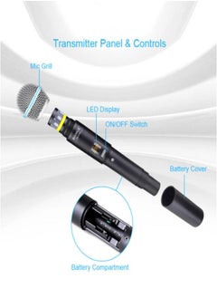 Wireless Microphone Metal Dual Professional Karaoke UHF Cordless Dynamic Mic Handheld Microphone System for Home Meeting Party DJ Wedding Home - pzsku/ZD3ECB931F1CA9A01F8DDZ/45/_/1680346078/c29040ab-f5e6-45c1-8600-6f7753da2474