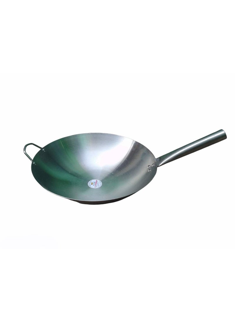 AS A S Stainless Steel Heavy Weight Shiny Finish Original Chinese Wokkadhai with Steel Duble Handle kadhaiHeavy WeightCooking Wok Best use in Home and Hotels 15 inch 38 CM  - Image 4