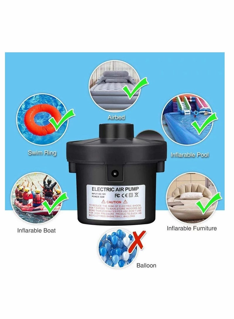 واي آند دي Electric Air Pump, Camping Pumps Inflator, Deflator for Airbeds, Paddling Pools, Toys, Inflatable Sofa, Raft Mattress, with 3 Nozzles, 50W  - Image 2
