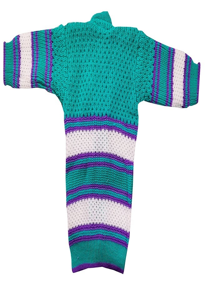 little PANDA Born Baby Sweater for Baby Boys & Baby Girls Woollen Full Sleeves, V Neck Sweater Top, Bottom, Cap & Booties Set (0-3 Months) (Green) - Image 4