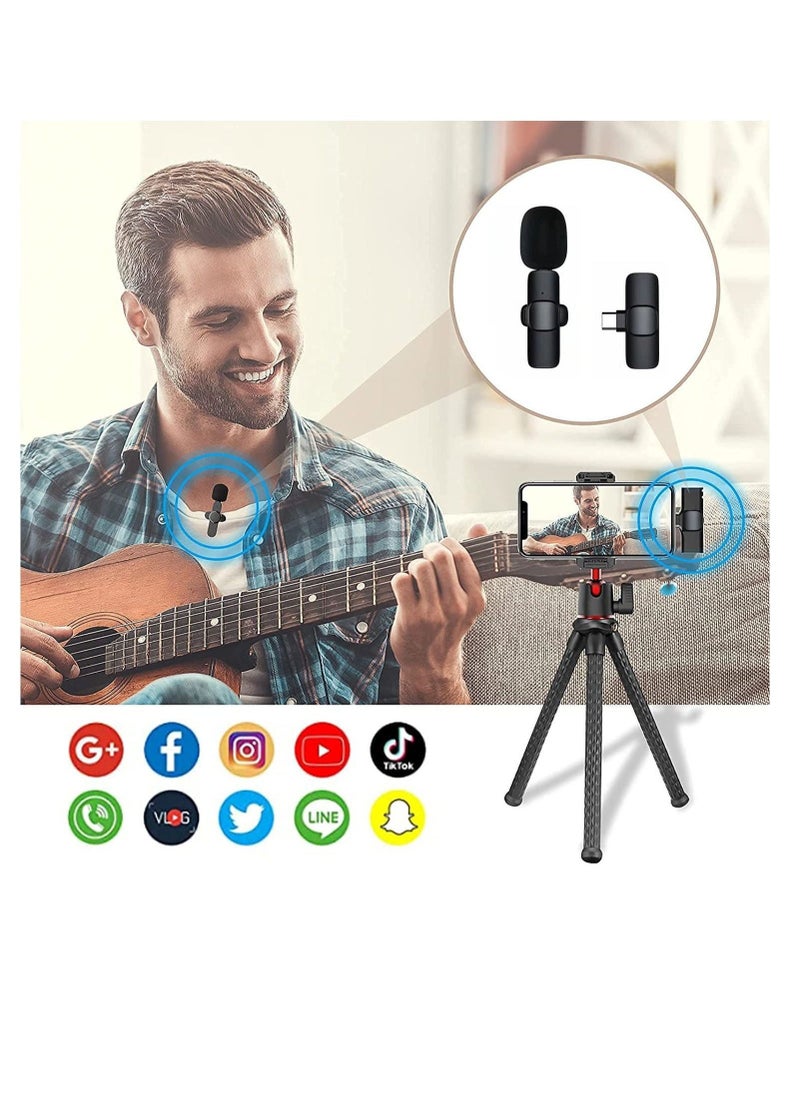 Wireless Lavalier Microphone for Type-C, Plug & Play Lapel Clip-on Mini Mic for gaming Video Recording - Noise Reduction Bluetooth - Image 2