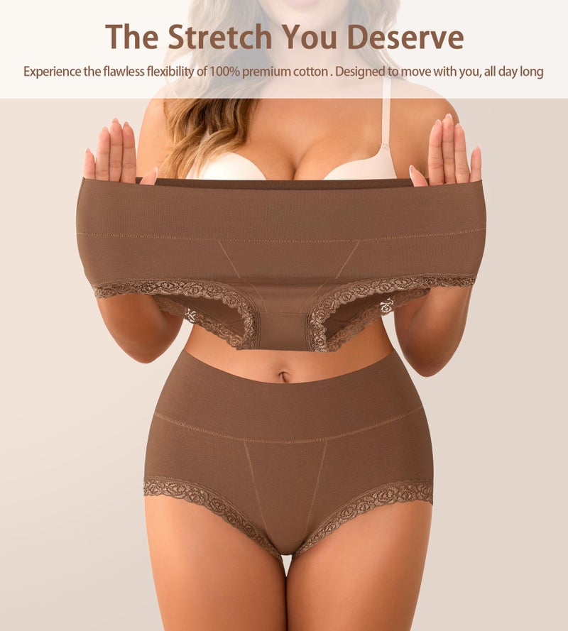 OPIBOO High Waisted Tummy Control Underwear Women Cotton Postpartum No Muffin Top Underwear Soft Comfortable Full Coverage Stretch Panties Multipack xxl - Image 3