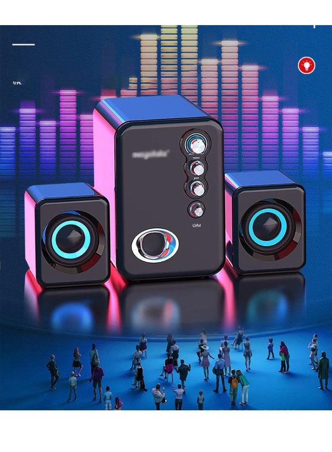 نيوترل مضخم صوت بلوتوث منزلي، نظام مكبرات صوت للكمبيوتر، صوت عالي الجودة مع حجم صوت قوي، إضاءة محيطة مبهرة. يتميز بوجود وضعي اتصال بلوتوث وسلكي، وهو مثالي للألعاب والسينما المنزلية والتجمعات المسائية والمزيد (أسود). - Image 3
