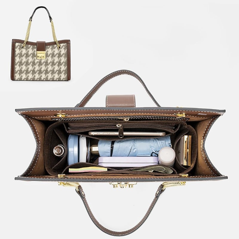 كلاراكو منظم محفظة كلاركو لحقائب اليد، حقيبة توت من اللباد مع سحاب، حقيبة كتف مستطيلة الشكل لتخزين حقيبة غوتشي جي جي بادلوك الداخلية، 8×5.3×2.9 بوصة، لون بيج - Image 4