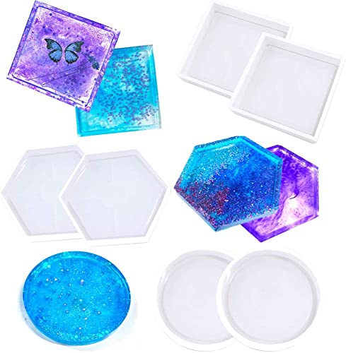 SNOOGG® DIY Coaster 4 Inch Hexagon with Border Silicone Mold for Epoxy Mold Multipurpose for Resin Art and Craft Casting and More ..Pack of 4 - Image 4