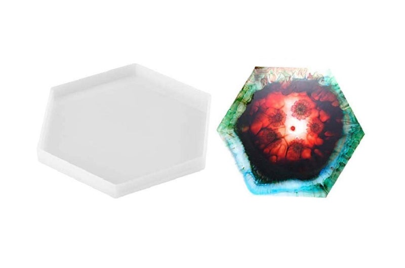SNOOGG® DIY Coaster 4 Inch Hexagon with Border Silicone Mold for Epoxy Mold Multipurpose for Resin Art and Craft Casting and More ..Pack of 4 - Image 5