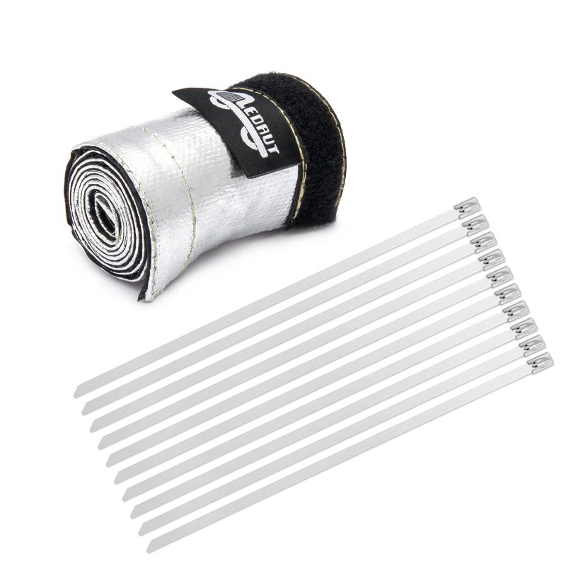 LEDAUT Heat Shroud Aluminized Sleeving Heat Shield fuel line wire heat sleeve 34 ID x 3FT with 10 Pcs 78Inch Stainless Steel Cable Metal Zip Ties - Image 3