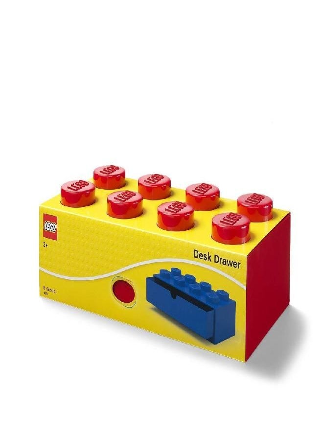 Room Copenhagen - Room Copenhagen Lego Storage Brick 8 Desk Drawer, 8-Stud Stackable Tabletop Storage Box, 12.4 x 6.2 x 4.4 in, Bright Red - Image 1