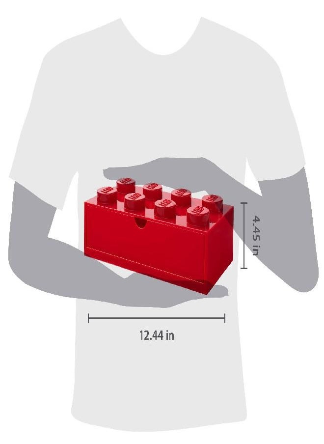 Room Copenhagen - Room Copenhagen Lego Storage Brick 8 Desk Drawer, 8-Stud Stackable Tabletop Storage Box, 12.4 x 6.2 x 4.4 in, Bright Red - Image 1