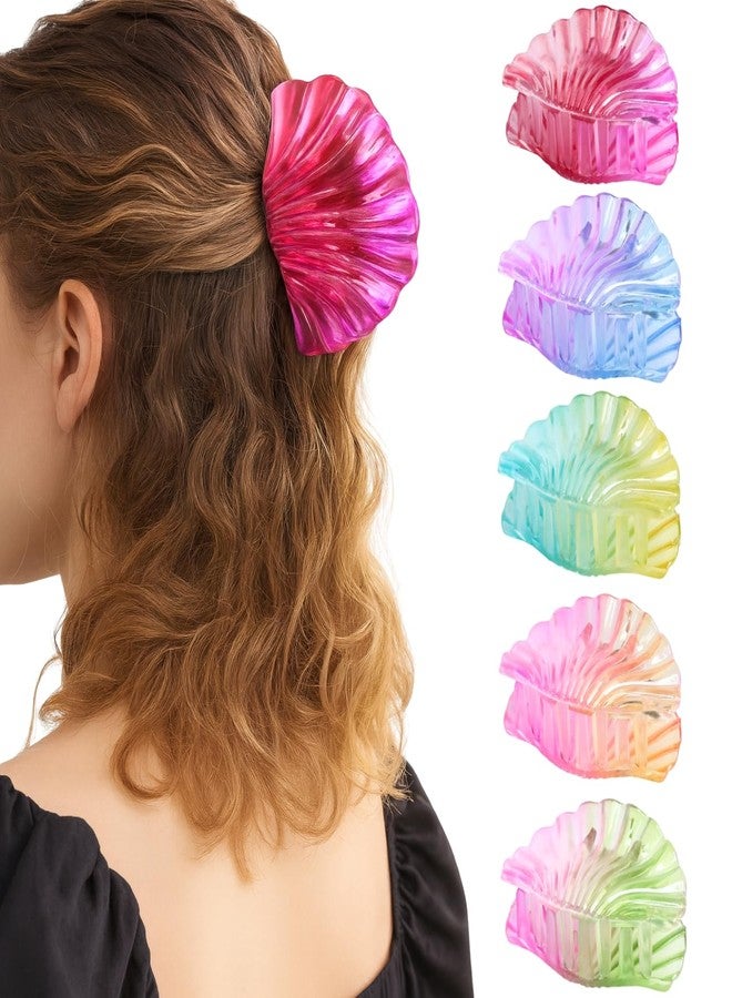 BellaStella Korean Fashion Flower Matte Hair Claw for Women Large Strong Hold Hair Clips for Thick, Thin & Long Clutches Hair Accessories for Women & Girls (Shell) - Image 1