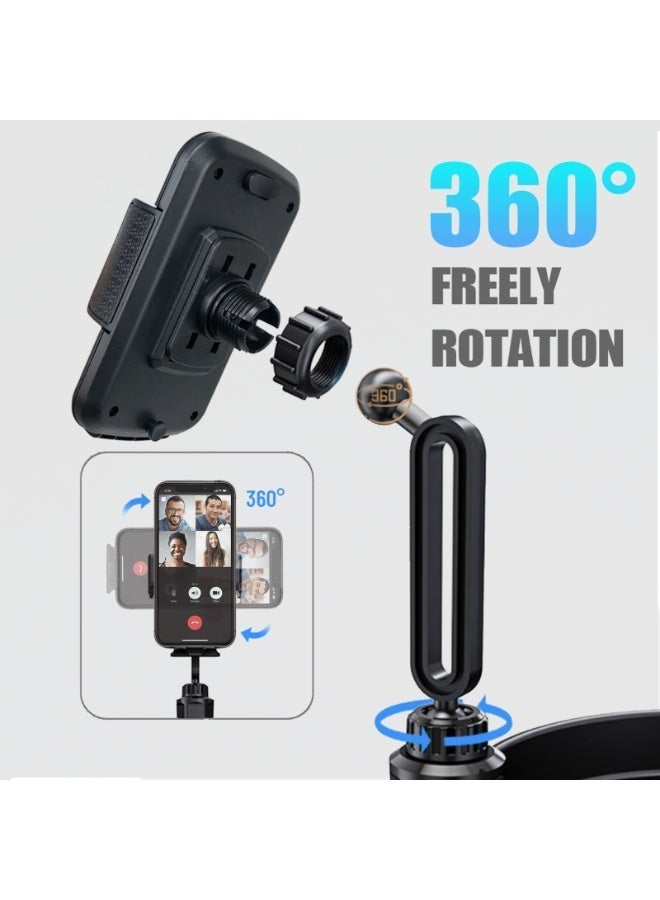 FETUSI Car Cup Holder Tray – 4-In-1 Adjustable Food Table with 360° Rotating Phone Holder, Extra Drink Slot & 4 Stable Expanding Base for Travel or Daily Use - Image 3
