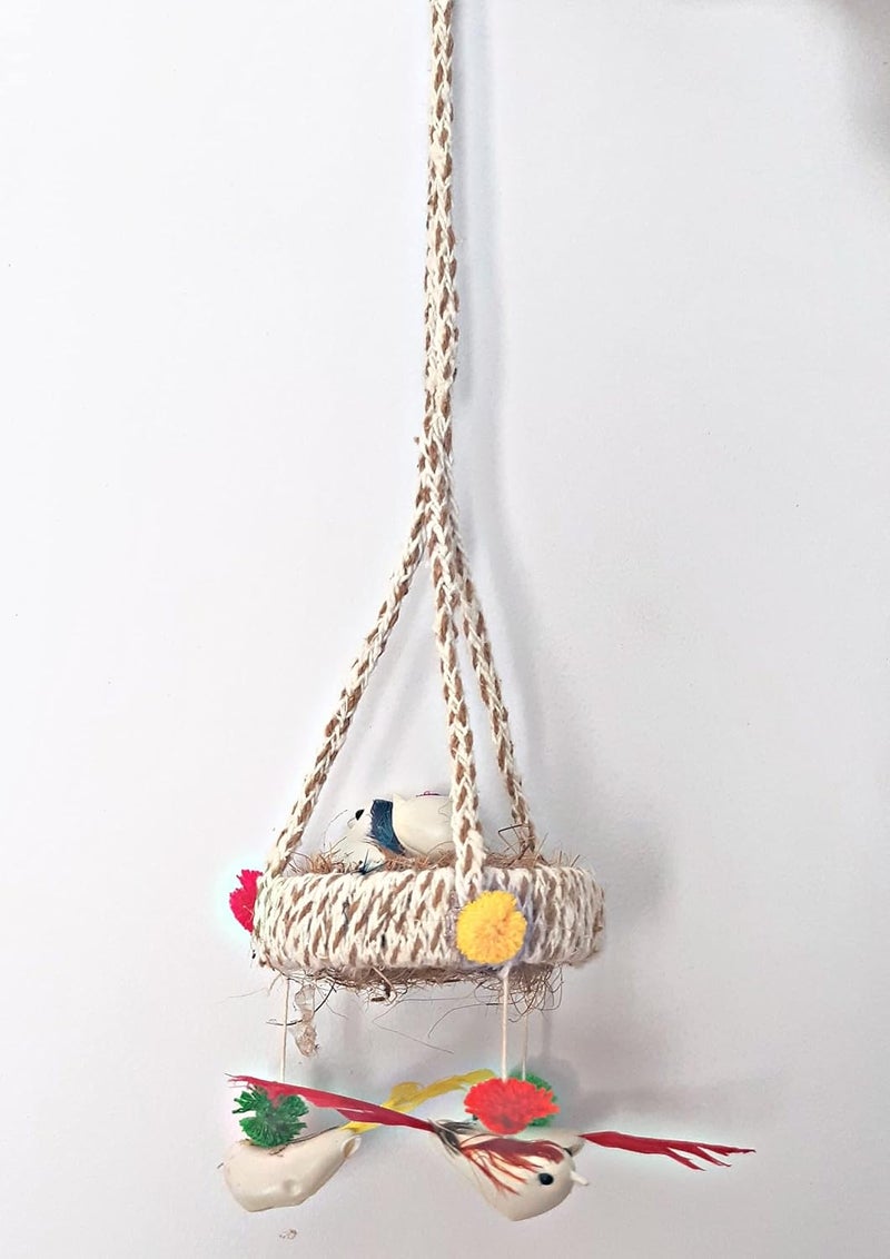 Daayra Unlimited Daayra Unlimited Jute and Cotton Bird Nest Hanging Decor 1 - Image 1